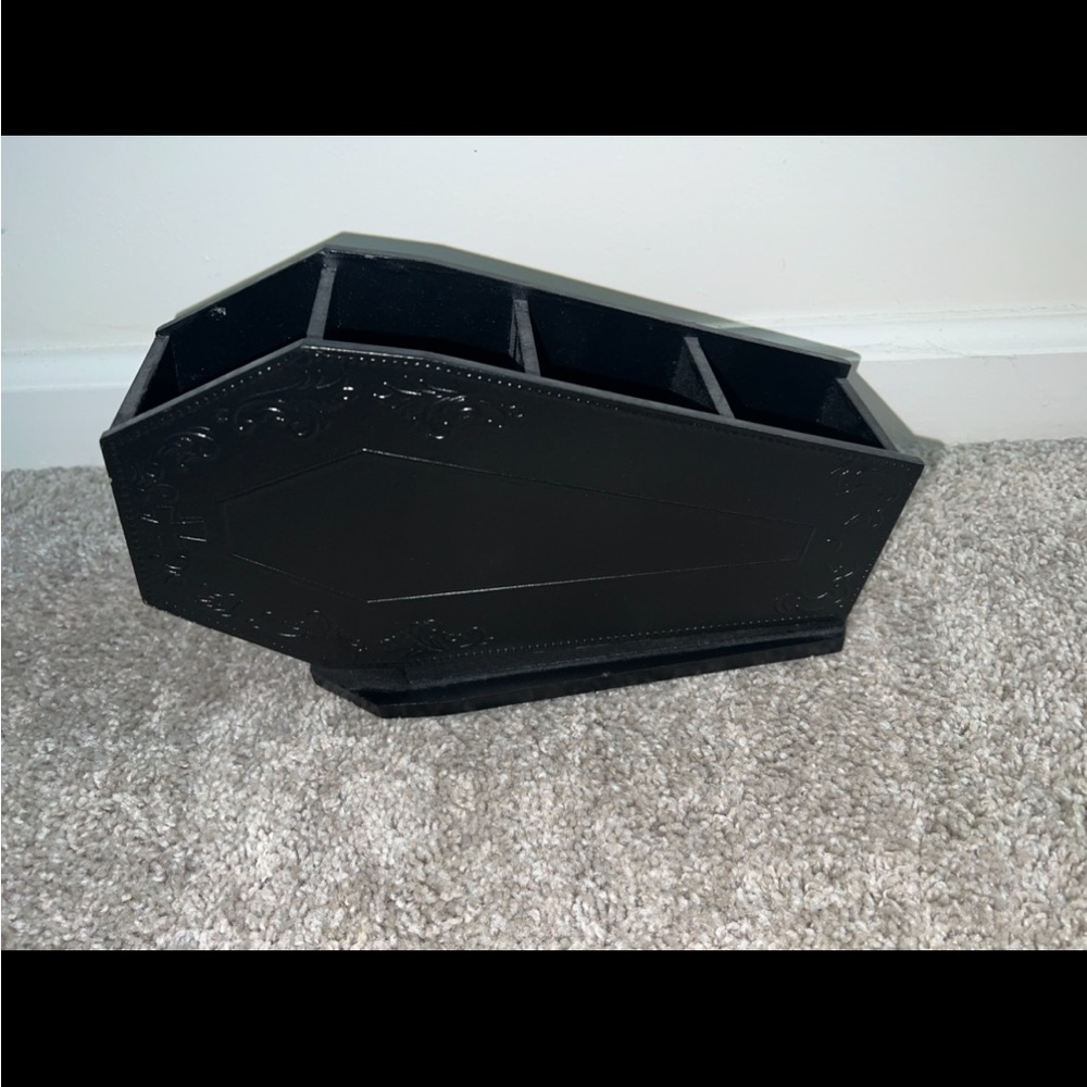 Black Coffin-Shaped Makeup Organizer from Amazon
